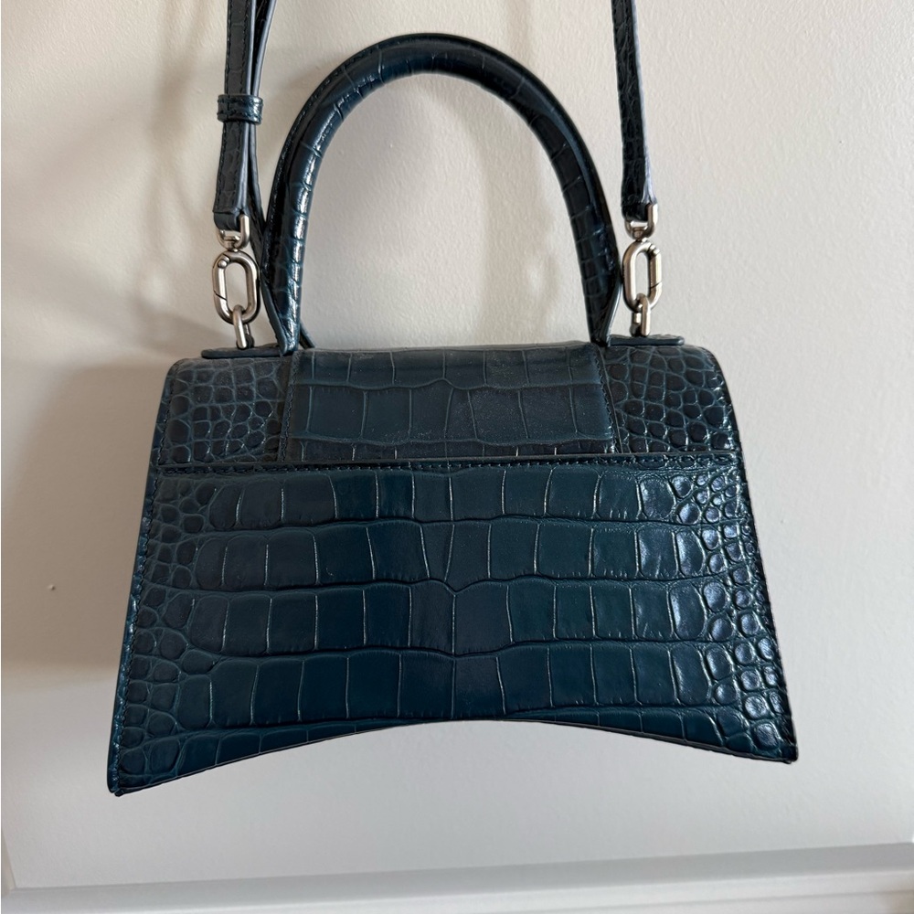 Balenciaga Hourglass Handbag Small in Teal/Blue Crocodile Embossed Calfskin - Picture 3 of 10